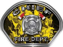 
	Chief Fire Fighter, EMS, Rescue Helmet Face Decal Reflective in Inferno Yellow
