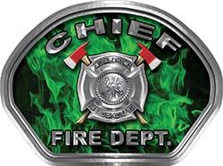 
	Chief Fire Fighter, EMS, Rescue Helmet Face Decal Reflective in Inferno Green
