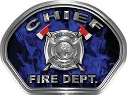 
	Chief Fire Fighter, EMS, Rescue Helmet Face Decal Reflective in Inferno Blue
