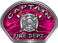  
	Captain Fire Fighter, EMS, Rescue Helmet Face Decal Reflective in Pink Camo 
