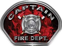  
	Captain Fire Fighter, EMS, Rescue Helmet Face Decal Reflective in Inferno Red 
