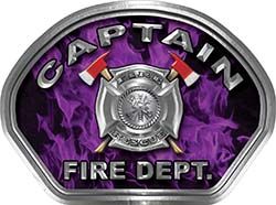  
	Captain Fire Fighter, EMS, Rescue Helmet Face Decal Reflective in Inferno Purple 
