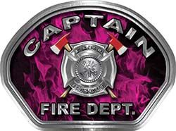  
	Captain Fire Fighter, EMS, Rescue Helmet Face Decal Reflective in Inferno Pink 
