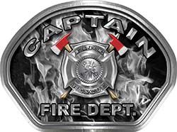  
	Captain Fire Fighter, EMS, Rescue Helmet Face Decal Reflective in Inferno Gray 
