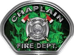  
	Chaplain Fire Fighter, EMS, Rescue Helmet Face Decal Reflective in Inferno Green 
