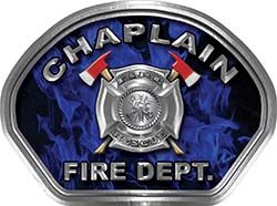  
	Chaplain Fire Fighter, EMS, Rescue Helmet Face Decal Reflective in Inferno Blue 
