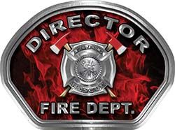  
	Director Fire Fighter, EMS, Rescue Helmet Face Decal Reflective in Inferno Red 
