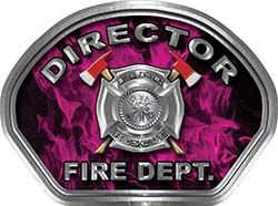  
	Director Fire Fighter, EMS, Rescue Helmet Face Decal Reflective in Inferno Pink 
