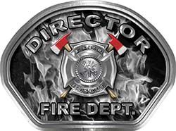  
	Director Fire Fighter, EMS, Rescue Helmet Face Decal Reflective in Inferno Gray 
