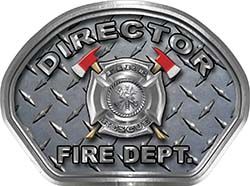  
	Director Fire Fighter, EMS, Rescue Helmet Face Decal Reflective With Diamond Plate 
