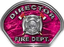  
	District Chief Fire Fighter, EMS, Rescue Helmet Face Decal Reflective in Pink Camo 
