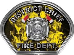  
	District Chief Fire Fighter, EMS, Rescue Helmet Face Decal Reflective in Inferno Yellow 
