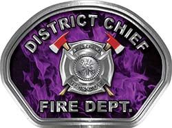  
	District Chief Fire Fighter, EMS, Rescue Helmet Face Decal Reflective in Inferno Purple 
