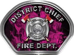  
	District Chief Fire Fighter, EMS, Rescue Helmet Face Decal Reflective in Inferno Pink 
