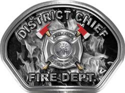  
	District Chief Fire Fighter, EMS, Rescue Helmet Face Decal Reflective in Inferno Gray 
