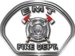  
	EMT Fire Fighter, EMS, Rescue Helmet Face Decal Reflective in White 
