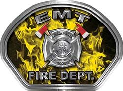  
	EMT Fire Fighter, EMS, Rescue Helmet Face Decal Reflective in Inferno Yellow 
