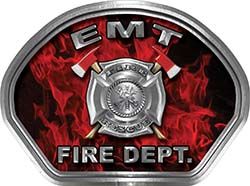  
	EMT Fire Fighter, EMS, Rescue Helmet Face Decal Reflective in Inferno Red 
