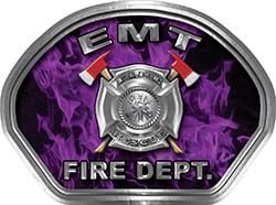  
	EMT Fire Fighter, EMS, Rescue Helmet Face Decal Reflective in Inferno Purple 
