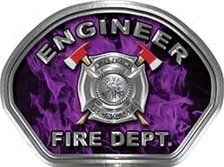  
	Engineer Fire Fighter, EMS, Rescue Helmet Face Decal Reflective in Inferno Purple 
