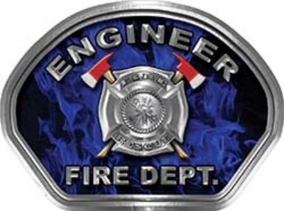  
	Engineer Fire Fighter, EMS, Rescue Helmet Face Decal Reflective in Inferno Blue 
