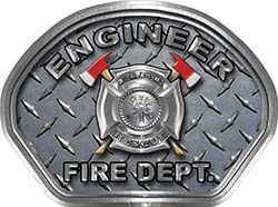  
	Engineer Fire Fighter, EMS, Rescue Helmet Face Decal Reflective With Diamond Plate 
