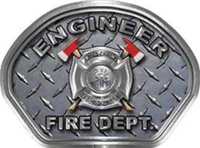  
	Engineer Fire Fighter, EMS, Rescue Helmet Face Decal Reflective With Diamond Plate 
