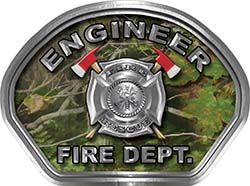  
	Engineer Fire Fighter, EMS, Rescue Helmet Face Decal Reflective in Real Camo 
