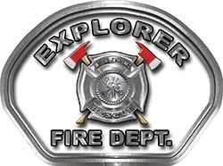  
	Explorer Fire Fighter, EMS, Rescue Helmet Face Decal Reflective in White 
