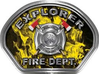  
	Explorer Fire Fighter, EMS, Rescue Helmet Face Decal Reflective in Inferno Yellow 
