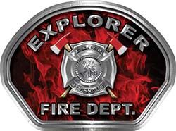  
	Explorer Fire Fighter, EMS, Rescue Helmet Face Decal Reflective in Inferno Red 
