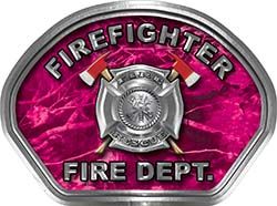  
	Firefighter Fire Fighter, EMS, Rescue Helmet Face Decal Reflective in Pink Camo 
