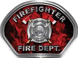  
	Firefighter Fire Fighter, EMS, Rescue Helmet Face Decal Reflective in Inferno Red 
