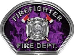  
	Firefighter Fire Fighter, EMS, Rescue Helmet Face Decal Reflective in Inferno Purple 
