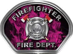  
	Firefighter Fire Fighter, EMS, Rescue Helmet Face Decal Reflective in Inferno Pink 
