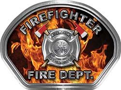  
	Firefighter Fire Fighter, EMS, Rescue Helmet Face Decal Reflective in Inferno Real Flames 
