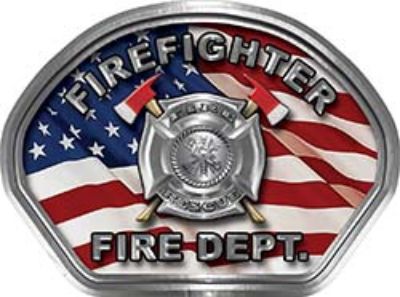  
	Firefighter Fire Fighter, EMS, Rescue Helmet Face Decal Reflective With American Flag 
