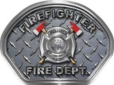  
	Firefighter Fire Fighter, EMS, Rescue Helmet Face Decal Reflective With Diamond Plate 
