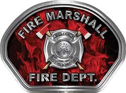  
	Fire Marshall Fire Fighter, EMS, Rescue Helmet Face Decal Reflective in Inferno Red 
