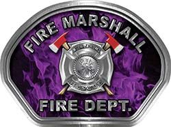  
	Fire Marshall Fire Fighter, EMS, Rescue Helmet Face Decal Reflective in Inferno Purple 
