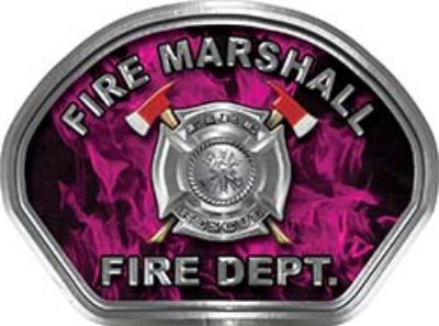  
	Fire Marshall Fire Fighter, EMS, Rescue Helmet Face Decal Reflective in Inferno Pink 
