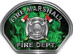  
	Fire Marshall Fire Fighter, EMS, Rescue Helmet Face Decal Reflective in Inferno Green 
