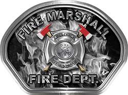  
	Fire Marshall Fire Fighter, EMS, Rescue Helmet Face Decal Reflective in Inferno Gray 
