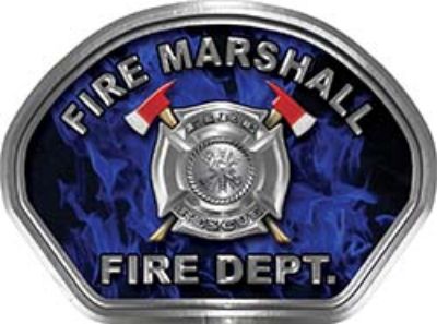  
	Fire Marshall Fire Fighter, EMS, Rescue Helmet Face Decal Reflective in Inferno Blue 
