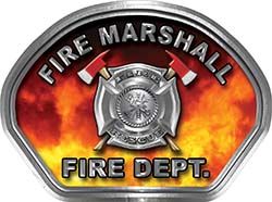  
	Fire Marshall Fire Fighter, EMS, Rescue Helmet Face Decal Reflective in Real Fire 
