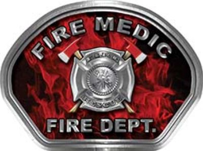  
	Fire Medic Fire Fighter, EMS, Rescue Helmet Face Decal Reflective in Inferno Red 
