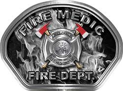  
	Fire Medic Fire Fighter, EMS, Rescue Helmet Face Decal Reflective in Inferno Gray 
