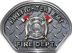  
	Fire Medic Fire Fighter, EMS, Rescue Helmet Face Decal Reflective With Diamond Plate 
