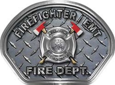  
	Fire Medic Fire Fighter, EMS, Rescue Helmet Face Decal Reflective With Diamond Plate 
