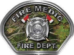  
	Fire Medic Fire Fighter, EMS, Rescue Helmet Face Decal Reflective in Real Camo 
